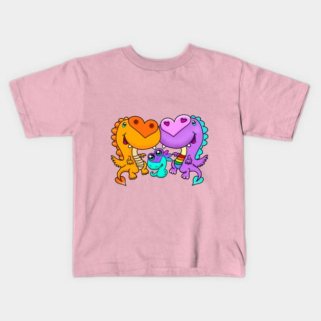 Dragon Family Kids T-Shirt by Digifestas